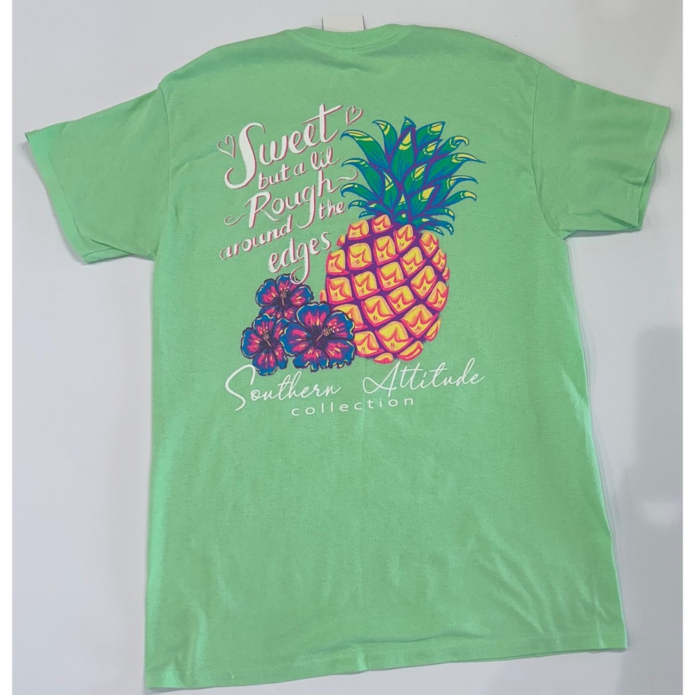 Southern Attitude Collection Mint Green Pineapple Graphic T-Shirt Womens Medium